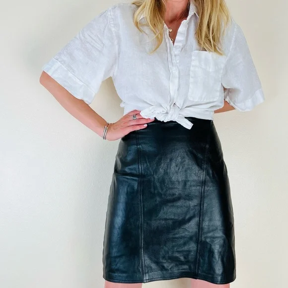 Vintage Sarah Taylor genuine 100% leather stylish mini skirt - Picture 3 of 8